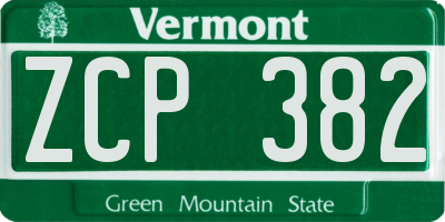 VT license plate ZCP382