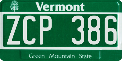 VT license plate ZCP386