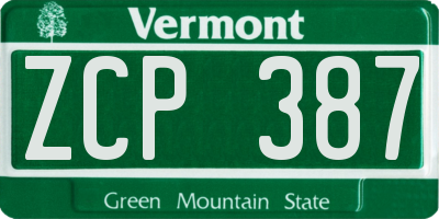 VT license plate ZCP387
