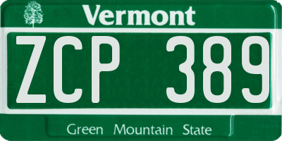 VT license plate ZCP389