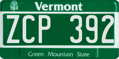 VT license plate ZCP392