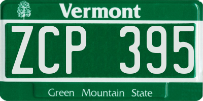 VT license plate ZCP395