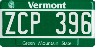 VT license plate ZCP396