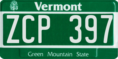 VT license plate ZCP397