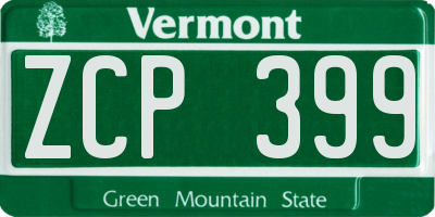 VT license plate ZCP399