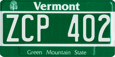 VT license plate ZCP402