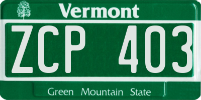 VT license plate ZCP403