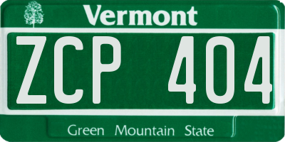 VT license plate ZCP404