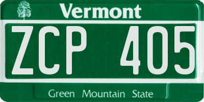VT license plate ZCP405