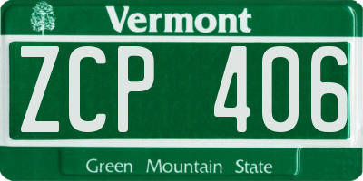 VT license plate ZCP406