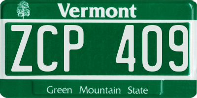 VT license plate ZCP409