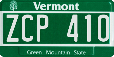 VT license plate ZCP410