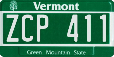 VT license plate ZCP411