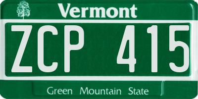 VT license plate ZCP415