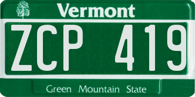 VT license plate ZCP419