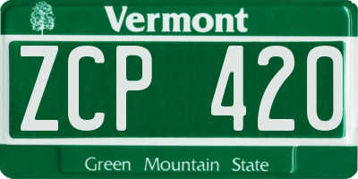 VT license plate ZCP420