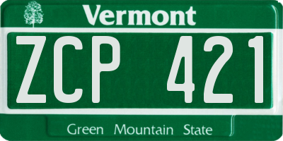 VT license plate ZCP421