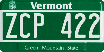 VT license plate ZCP422