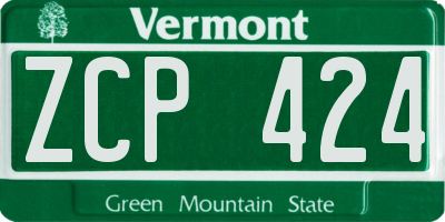 VT license plate ZCP424