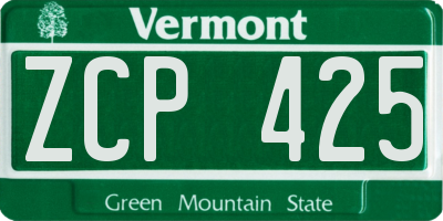 VT license plate ZCP425