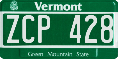 VT license plate ZCP428