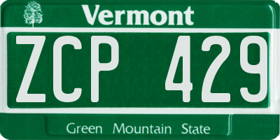 VT license plate ZCP429