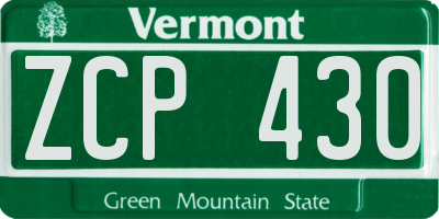 VT license plate ZCP430