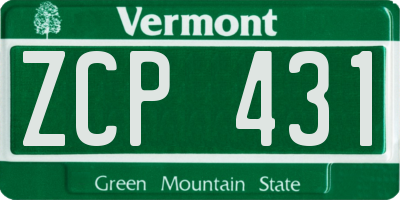 VT license plate ZCP431