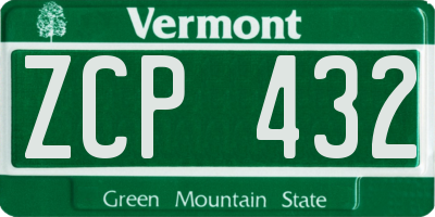 VT license plate ZCP432