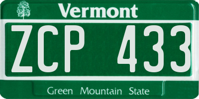 VT license plate ZCP433