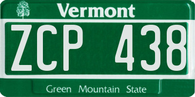 VT license plate ZCP438