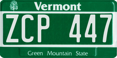 VT license plate ZCP447