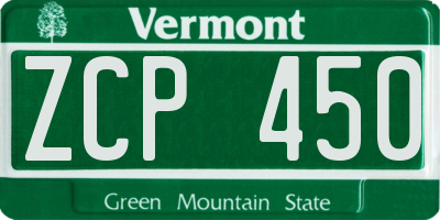 VT license plate ZCP450