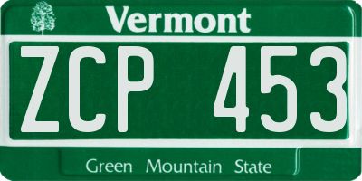 VT license plate ZCP453