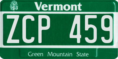 VT license plate ZCP459