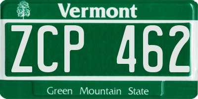 VT license plate ZCP462