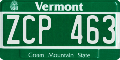 VT license plate ZCP463