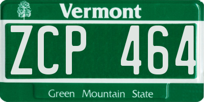 VT license plate ZCP464