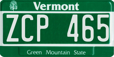 VT license plate ZCP465