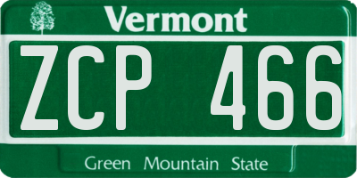 VT license plate ZCP466