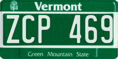VT license plate ZCP469