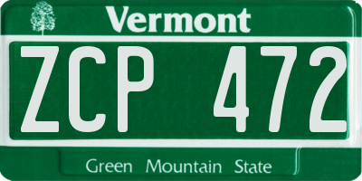 VT license plate ZCP472