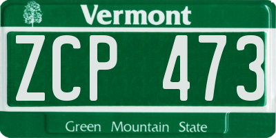 VT license plate ZCP473