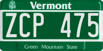 VT license plate ZCP475