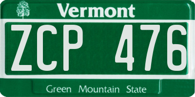 VT license plate ZCP476