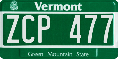 VT license plate ZCP477