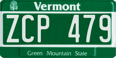 VT license plate ZCP479