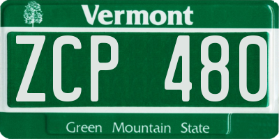 VT license plate ZCP480