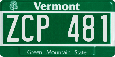 VT license plate ZCP481