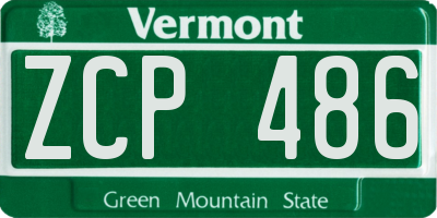 VT license plate ZCP486